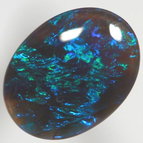 SOLID BLACK CRYSTAL OPAL Bright peacock blue and emerald green